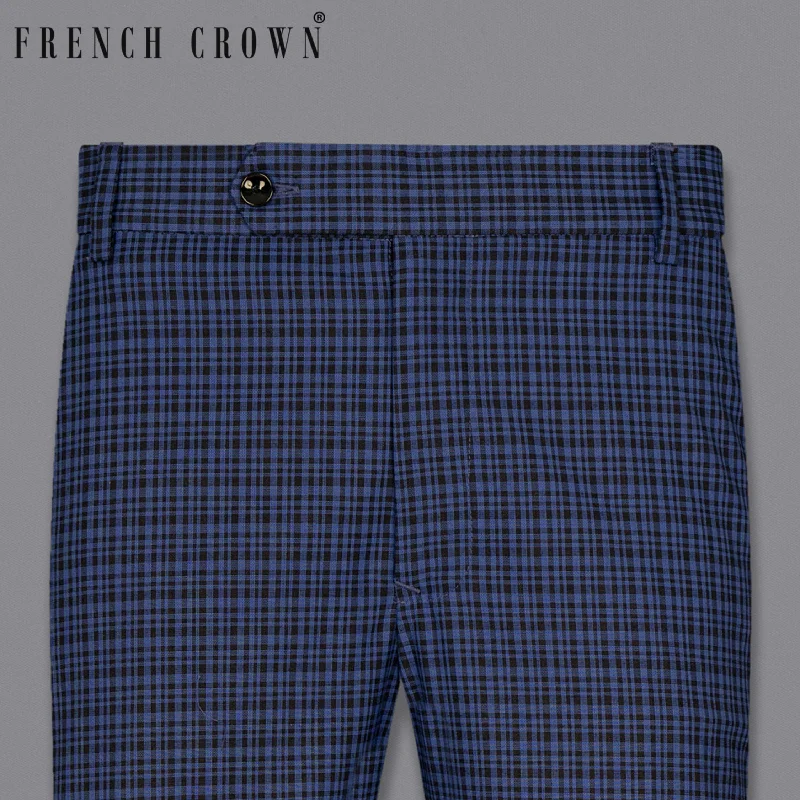 Big Deal Chambray Blue and Jade Black Gingham Premium Cotton Pant
