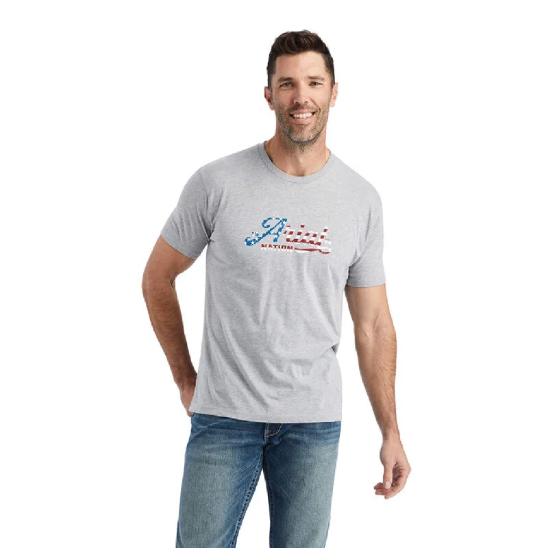 Weekend Bargains to Enjoy ARIAT SCRIPT FLAG HEATHER GREY T-SHIRT