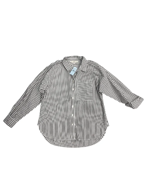 Reduced Price Top Long Sleeve By Loft In Grey & White, Size: Xsp