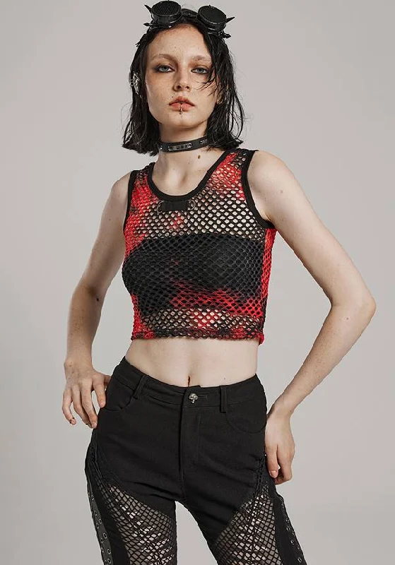 Early Access Blythe Fishnet [Black/Red] | CROPPED TANK TOP*
