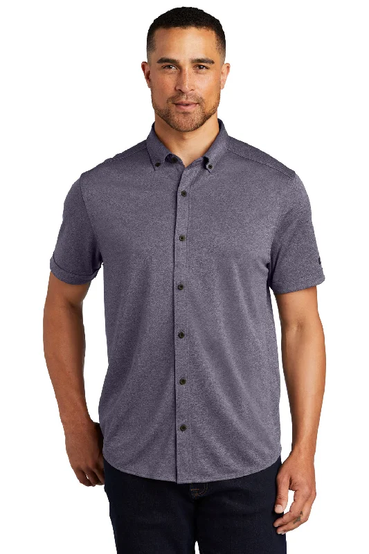 Major Deal Ogio Mens Gravitate Moisture Wicking Short Sleeve Button Down Shirt - Heather Navy Blue Major Deal Ogio Mens Gravitate Moisture Wicking Short Sleeve Button Down Shirt - Heather Navy Blue
