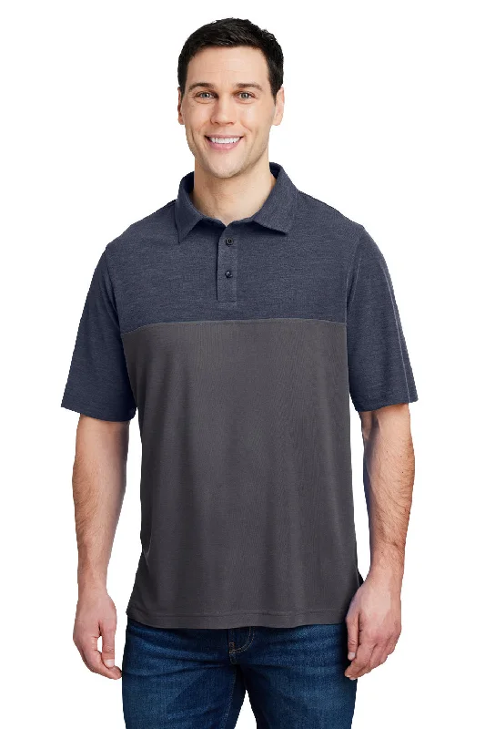 Overstock Core 365 Mens Fusion ChromaSoft Performance Moisture Wicking Colorblock Short Sleeve Polo Shirt - Carbon Grey/Heather Classic Navy Blue Overstock Core 365 Mens Fusion ChromaSoft Performance Moisture Wicking Colorblock Short Sleeve Polo Shirt - Carbon Grey/Heather Classic Navy Blue