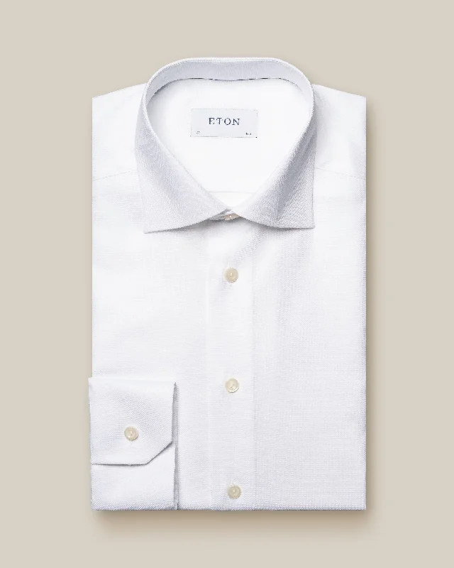 Value Deals White Royal Dobby Textured Slim Fit Shirt - ETON