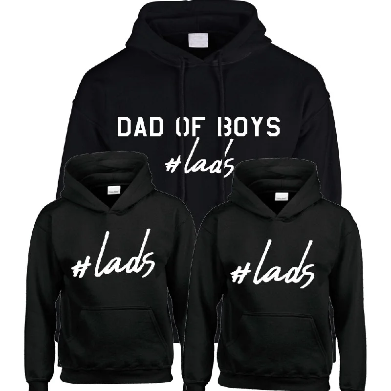 Season Finale Sale Hashtag Lads- Dad Of Boys & Matching Kids Black Hoodies