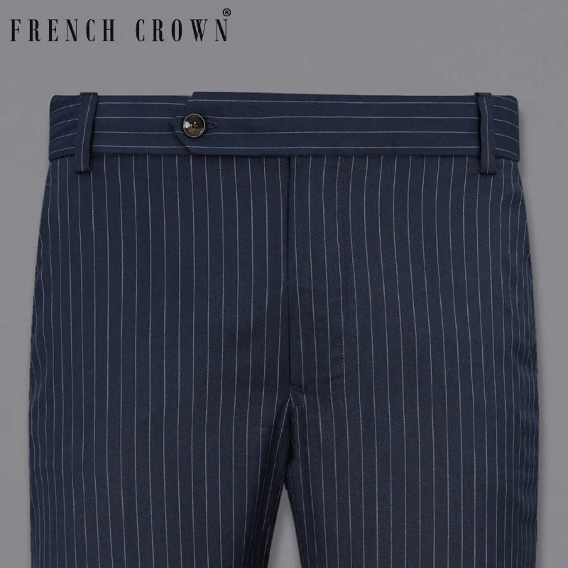 Now or Never Midnight Mirage Navy Blue Striped Pant