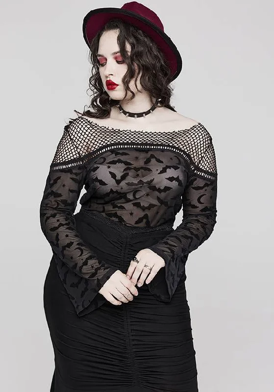 Weekend Offers That Please Bat Mesh Goth | T-SHIRT [PLUS SIZE]