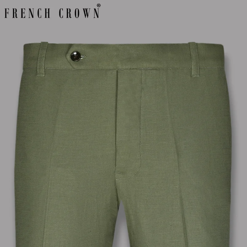Weekend Bargains to Celebrate Olive Luxurious Linen Formal Pant