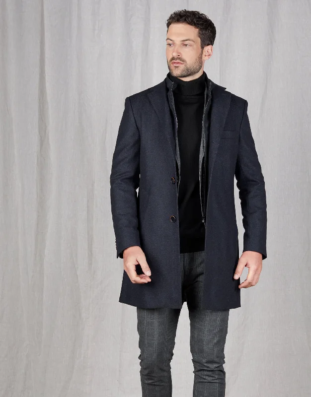 Midnight Sale Compton Navy Hbone Overcoat