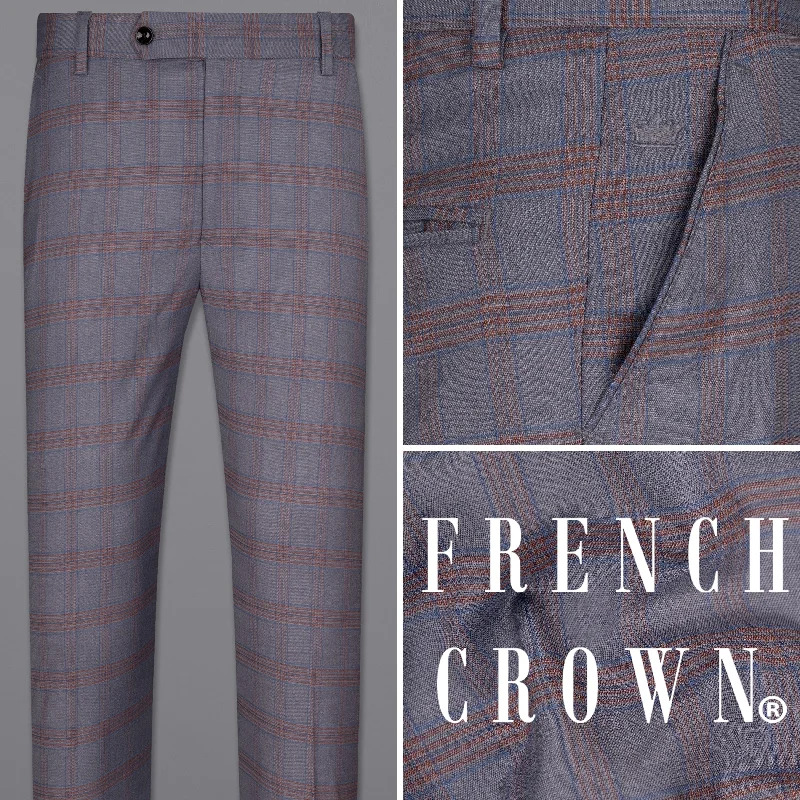 New Arrival Manatee Grey Super fine Plaid Premium Cotton Pant