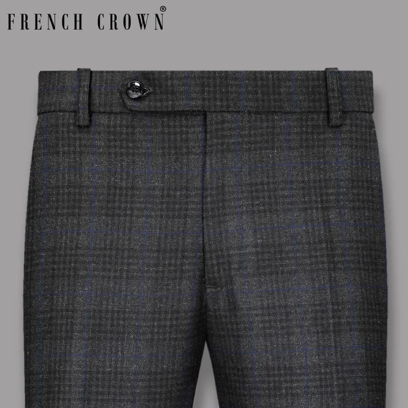 Unmissable Sale Shark Grey Plaid with Bunting Blue Wool Rich Pant