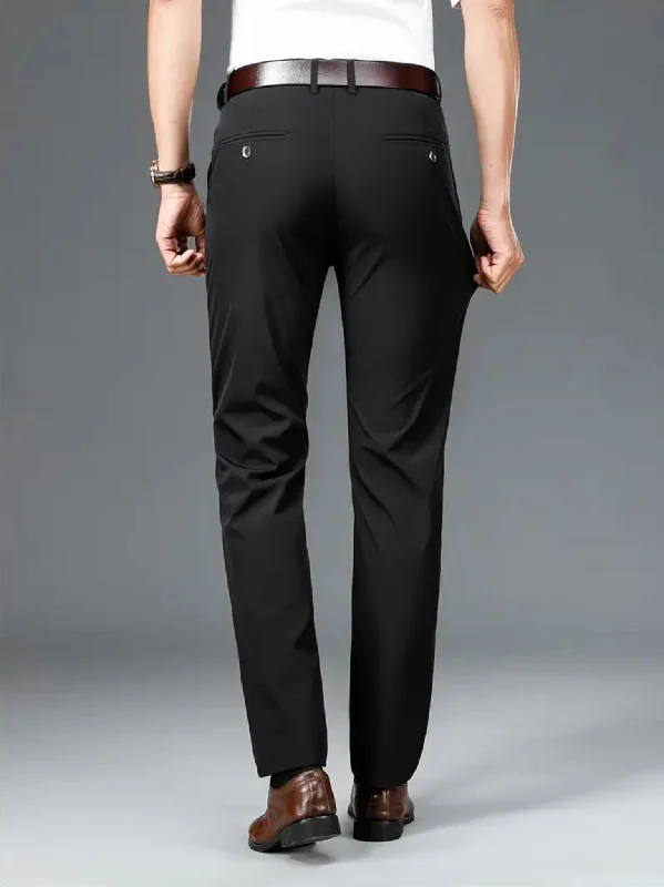 Big Savings Black Men's Solid Pants With Pockets-GR171231