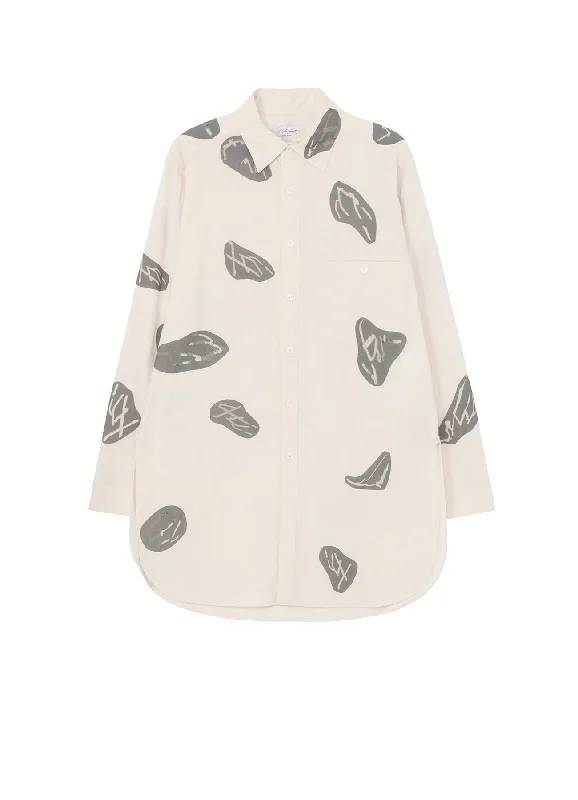 Weekend Bargains Await You 【PIECE UNIQUE/AOYAMA】GRAY MOTIF PRINT BIG BLOUSE