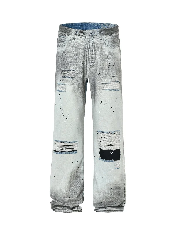 Savings Alert Thesupermade High Street Distressed Washed Ripped Jeans