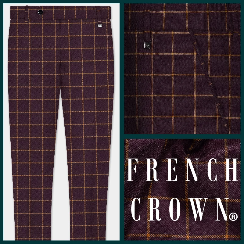 Quick Deals Eggplant Wine Windowpane Wool Rich Pant