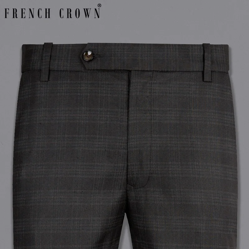 Special Price Piano Black Plaid Wool Rich Pant