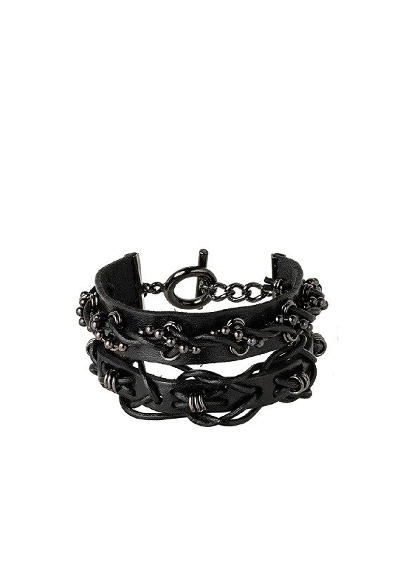 Final Markdown LEATHER BRASS BKNI BRAIDED BRACELET