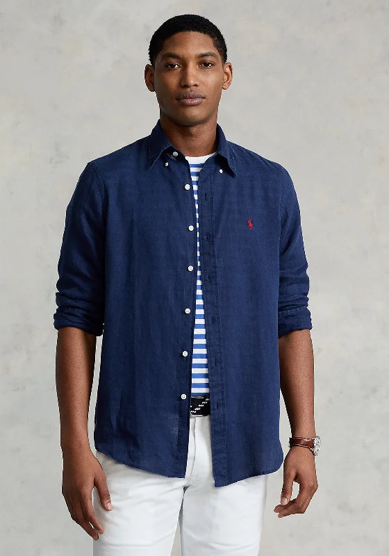 Act Now Ralph Lauren Slim Fit Linen Shirt, Navy