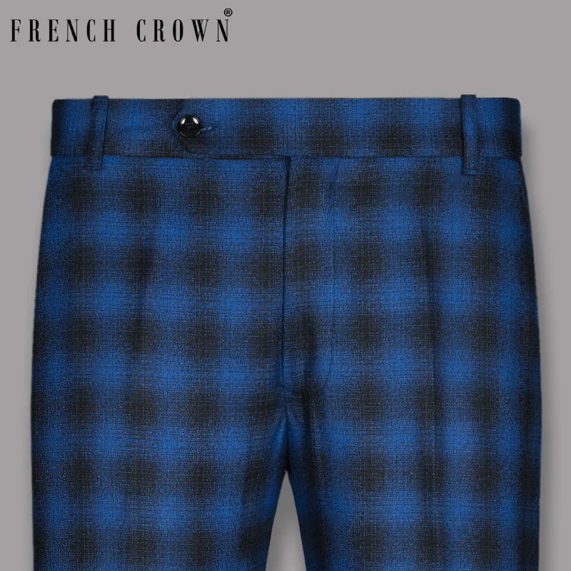 Crazy Savings Bahama Blue Checked Formal Pant