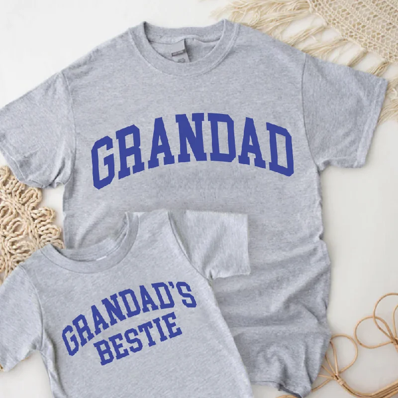 Online Only Grandad & Grandad's Bestie College Matching Grey/Blue T-shirts