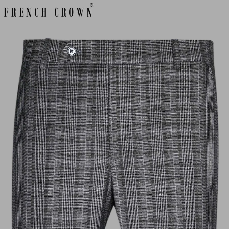 Bonus Savings Light Grey Plaid Formal Pant