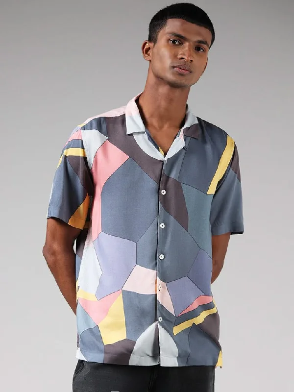Deal Alert Nuon Grey Abstract Relaxed-Fit Shirt