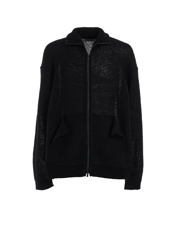 Weekend Offers That Dazzle 8G KNOTTED KNIT UNEVEN POCKET ZIP CARDIGAN