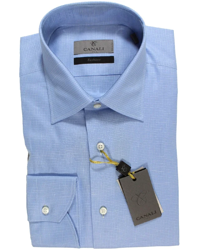 Low Prices Canali Dress Shirt Exclusive Blue White Check - Modern Fit 40 - 15 3/4 SALE