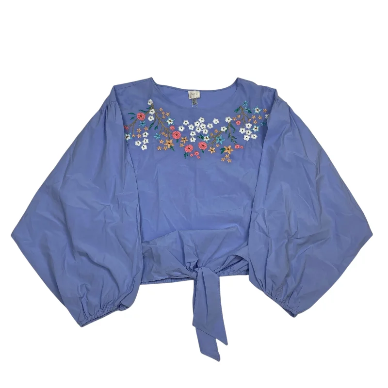 Savings Galore Top Long Sleeve By Cupio In Blue & Brown, Size: Xl