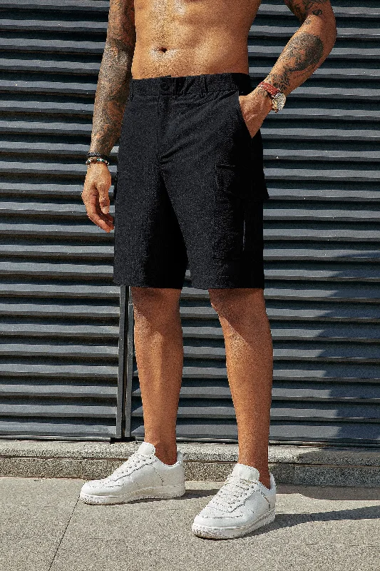 Customer Appreciation Sale Men Multi-Pocket Shorts Casual Elastic Waist Above Knee Short Pants