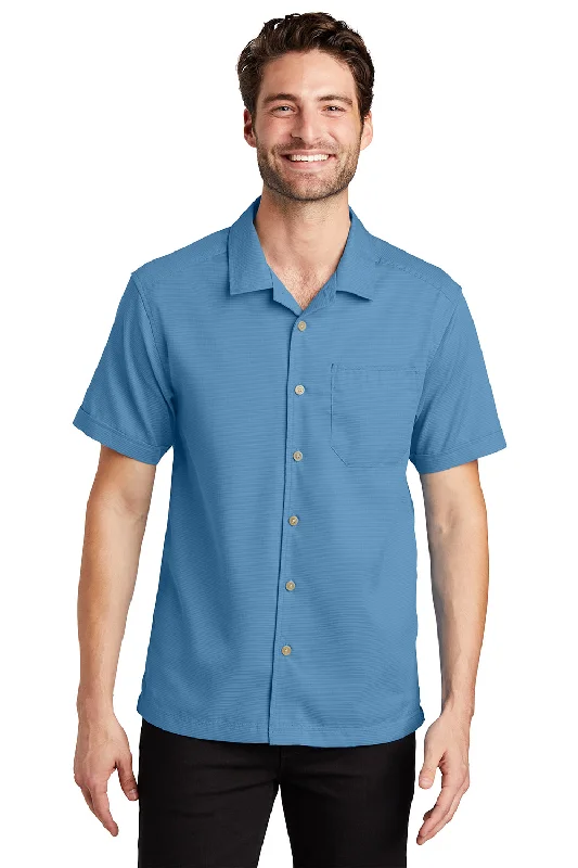 Exclusive Offer Port Authority Mens Wrinkle Resistant Short Sleeve Button Down Camp Shirt w/ Pocket - Celadon Blue - Closeout Exclusive Offer Port Authority Mens Wrinkle Resistant Short Sleeve Button Down Camp Shirt w/ Pocket - Celadon Blue - Closeout