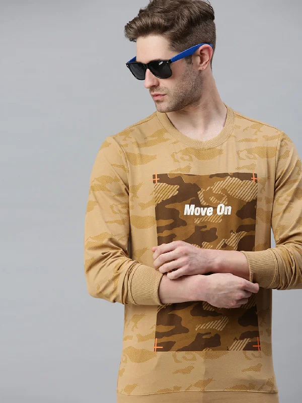 Flash Sale Men Printed Beige Sweatshirt