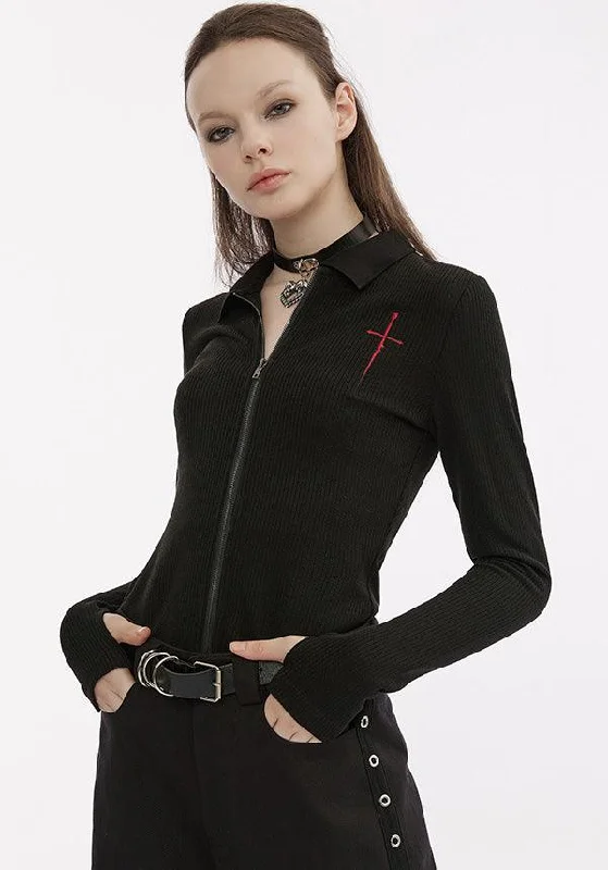 Weekend Deal Dagger Embroidered Knit | LONG SLEEVE TOP