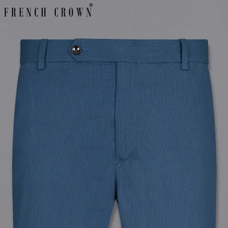 Year-End Clearance San Juan Blue Subtle Striped Premium Cotton Sports Pant