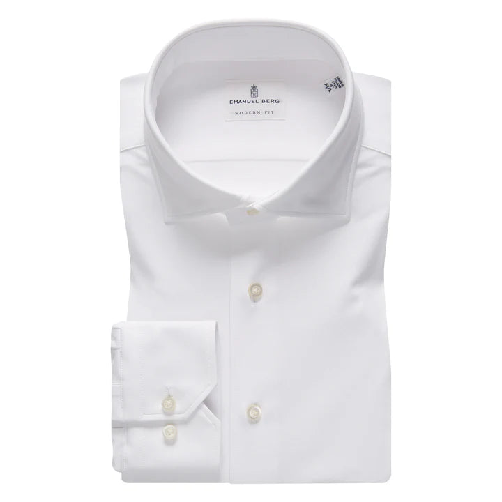 Weekend Discounts to Savor Solid Modern 4Flex Stretch Knit Shirt MJ414918BY White