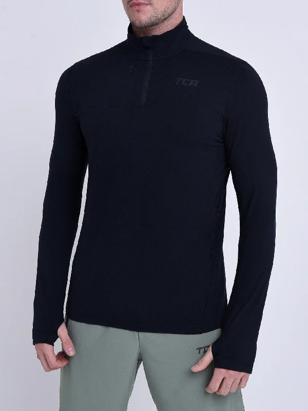 Exclusive Weekend Offers Inside Fusion Half Zip Running Top For Men With Thumbholes & Chest Zip Pocket Exclusive Weekend Offers Inside Fusion Half Zip Running Top For Men With Thumbholes & Chest Zip Pocket