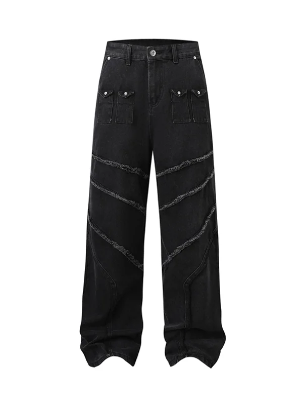 Epic Deals Thesupermade Distressed Raw Edge Jeans