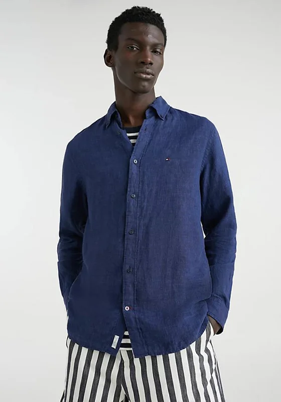 Discount Deals Tommy Hilfiger Linen Poplin Shirt, Carbon Navy