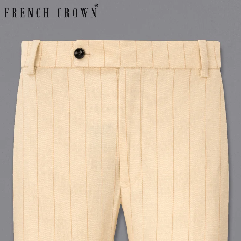 Act Now Light Apricot Striped Pant