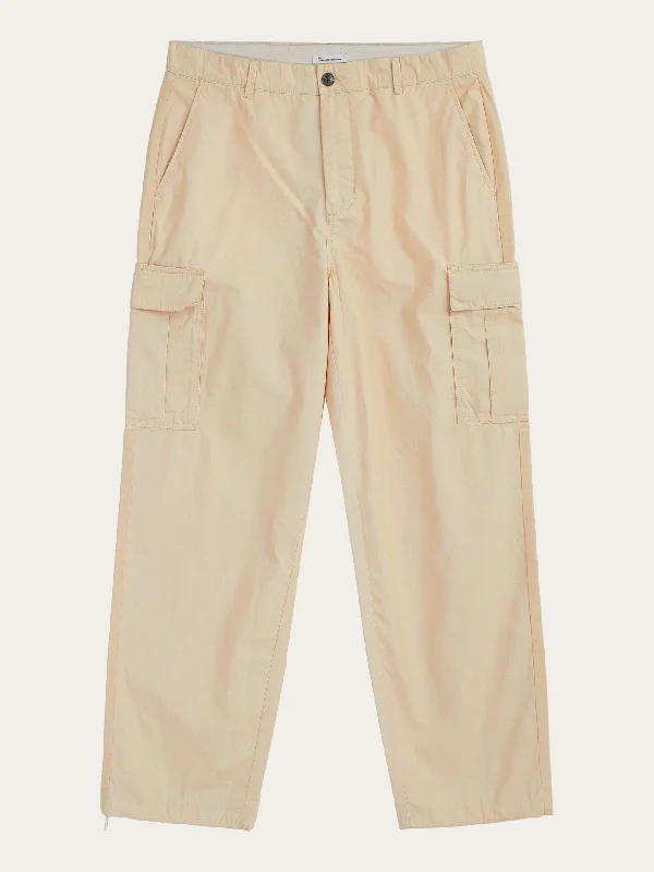 Reduced Rates FIG loose cargo poplin pants - GOTS/Vegan - Light feather gray