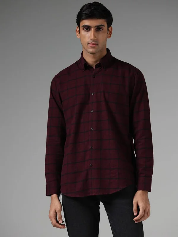 Buy Today Ascot Wine Graph Checked Relaxed-Fit Shirt