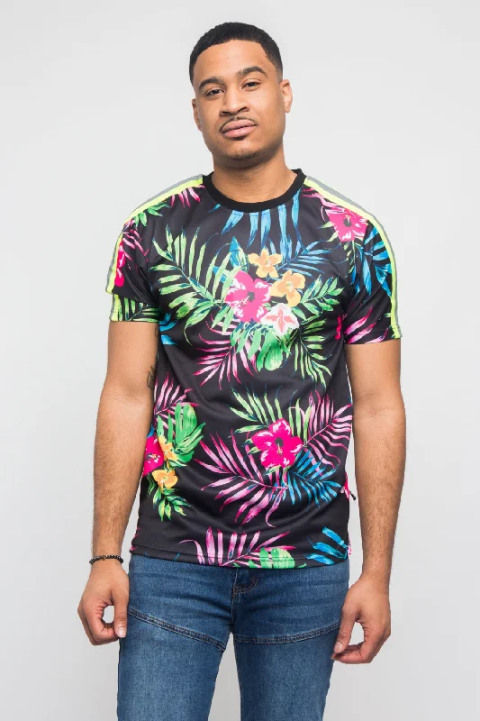New Deal Reflective Neon Floral T-Shirt