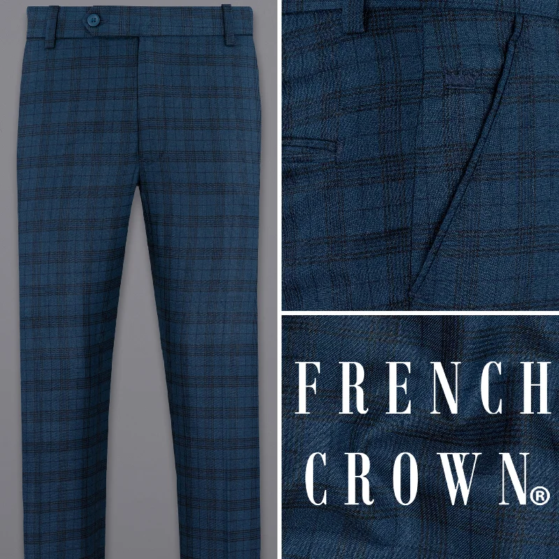 Value Deals Nile Blue Plaid Wool Rich Pant
