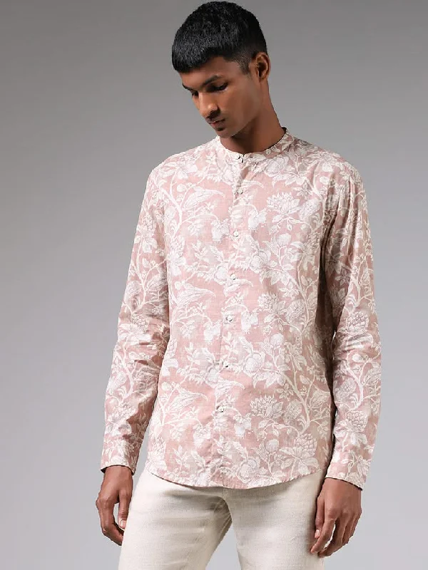 Quick Sale ETA Dusty Rose Floral Printed Resort-Fit Shirt