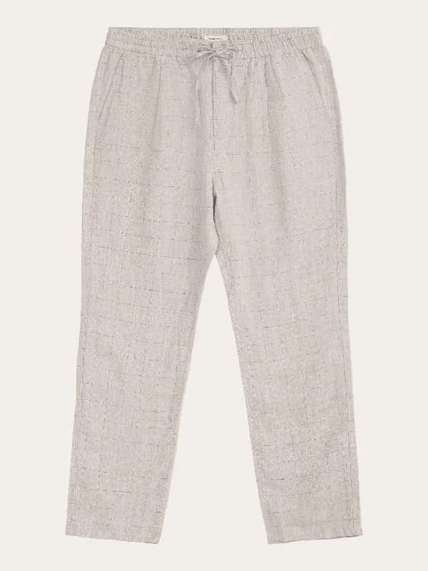 Take Action FIG loose checked linen pants - GOTS/Vegan - Light feather gray