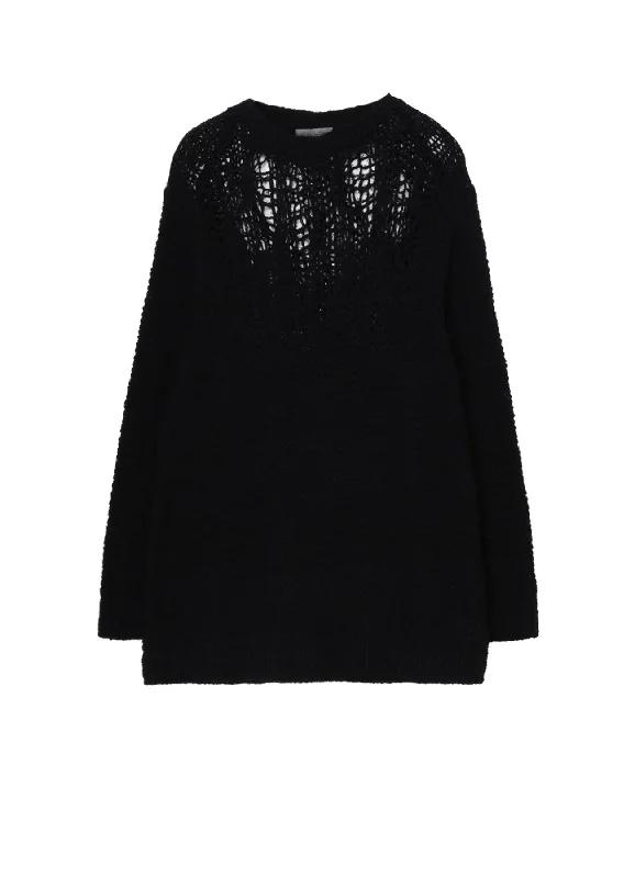 Exclusive Preview HAND KNITTED DAMAGE PROCESSED GARTER ROUND NECK LONG SLV