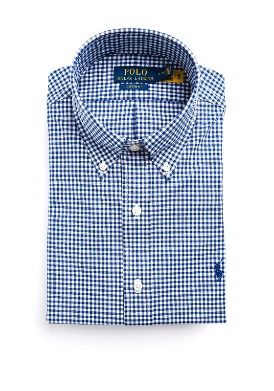 Super Deal Ralph Lauren Classic Gingham Slim Fit Shirt, Royal Blue