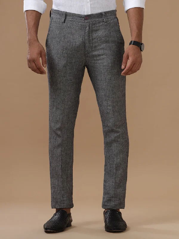 Special Savings Men Linen Trim Fit Pant Grey - PL02