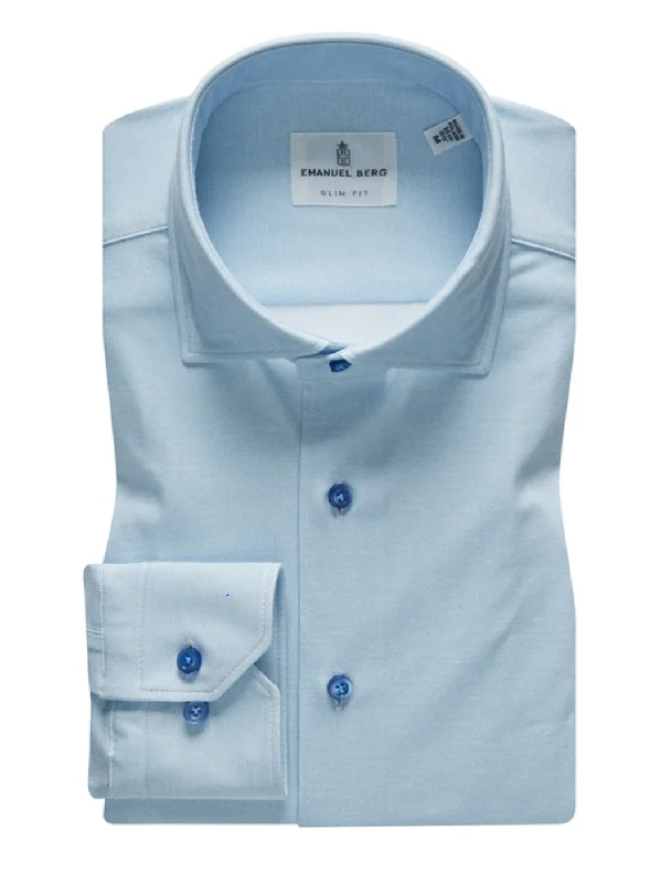 Weekend Bargains to Cherish Modern 4Flex Stretch Knit Shirt SF17634 Light Blue