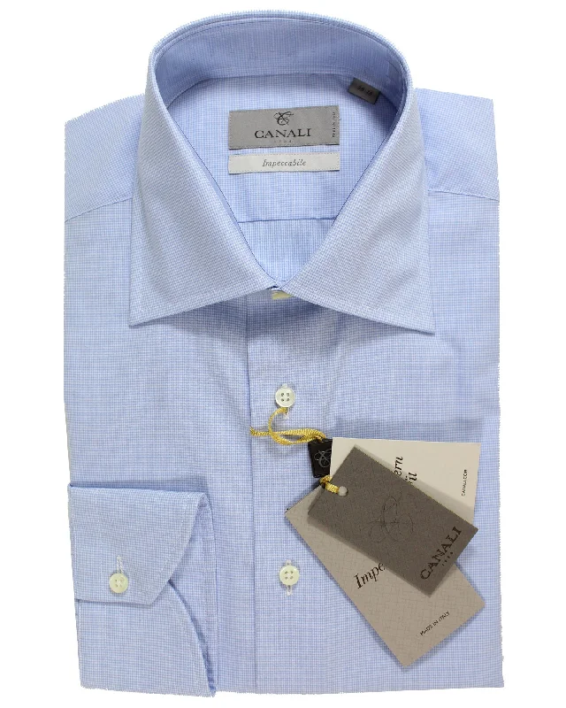 Super Sale Canali Dress Shirt White Blue Mircro Check Impeccabile - Modern Fit 38 - 15 Super Sale Canali Dress Shirt White Blue Mircro Check Impeccabile - Modern Fit 38 - 15