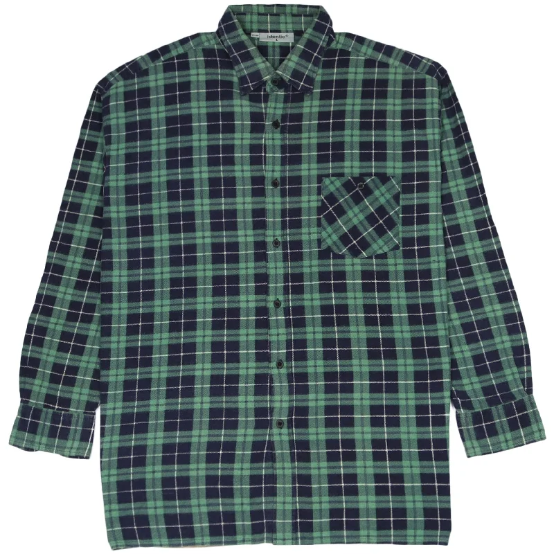 Stock Up Identic Checkered Flannel Shirt Navy Green